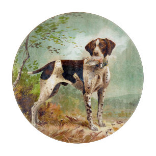 Hunter dog with bird in mouth cutting board