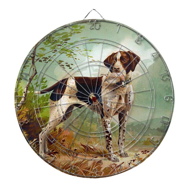 Hunter dog with bird in mouth dart board (Front)