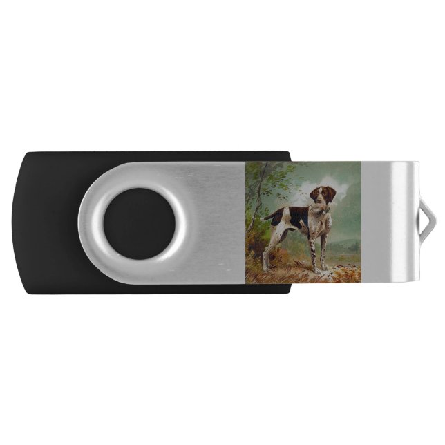 Hunter dog with bird in mouth flash drive (Front)