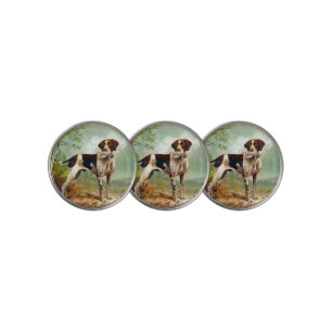 Hunter dog with bird in mouth golf ball marker