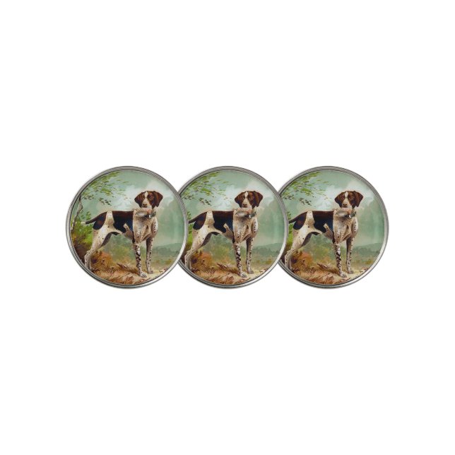 Hunter dog with bird in mouth golf ball marker (3 Up)