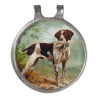 Hunter dog with bird in mouth golf hat clip