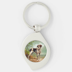 Hunter dog with bird in mouth keychain