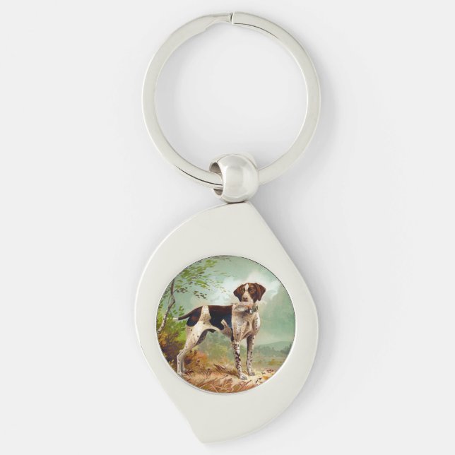Hunter dog with bird in mouth keychain (Front)