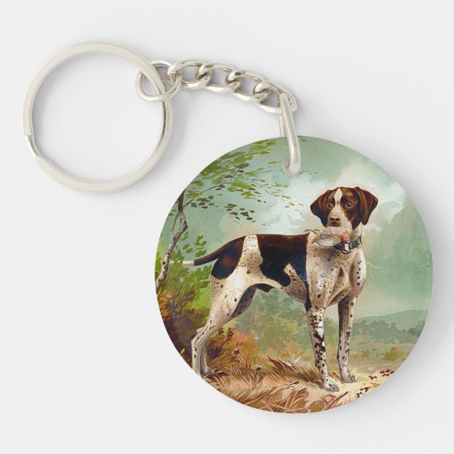 Hunter dog with bird in mouth keychain (Front)