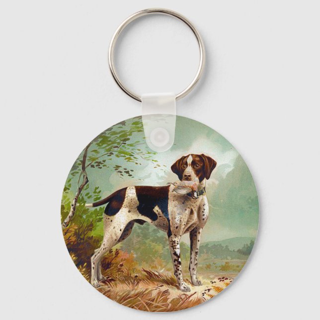 Hunter dog with bird in mouth keychain (Front)
