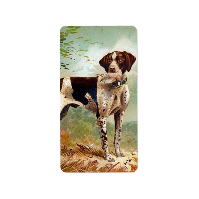 Hunter dog with bird in mouth label (Front)