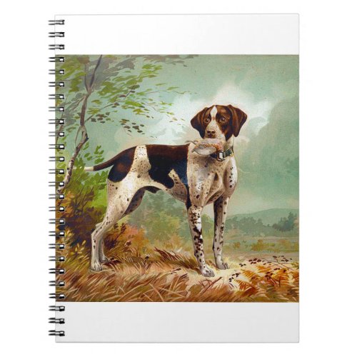 Hunter dog with bird in mouth notebook
