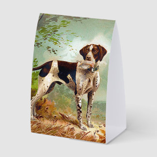 Hunter dog with bird in mouth paper table tent 