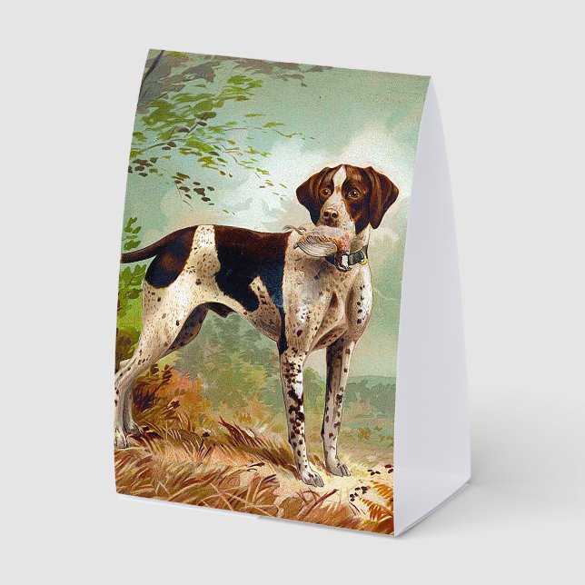 Hunter dog with bird in mouth paper table tent  (Front)