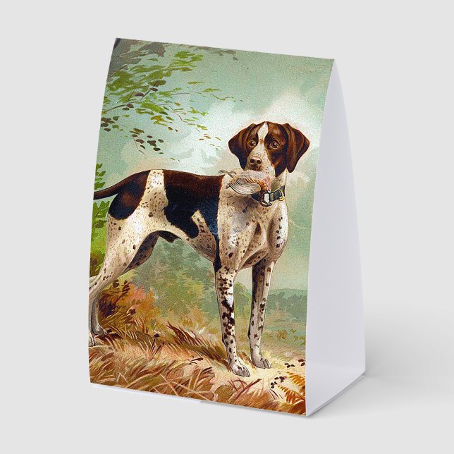Hunter dog with bird in mouth paper table tent  (Front)