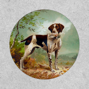 Hunter dog with bird in mouth patch