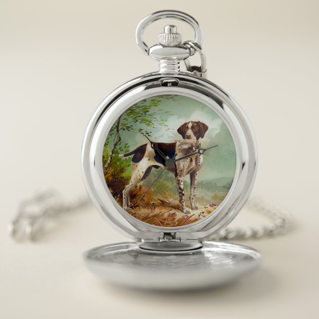 Hunter dog with bird in mouth pocket watch (Inside)