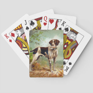 Hunter dog with bird in mouth poker cards