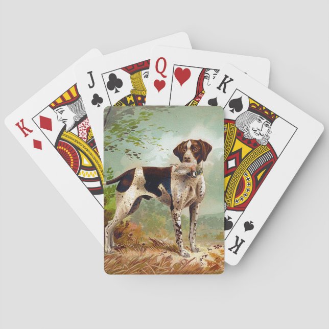 Hunter dog with bird in mouth poker cards (Back)