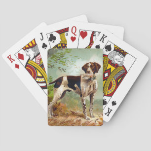 Hunter dog with bird in mouth poker cards