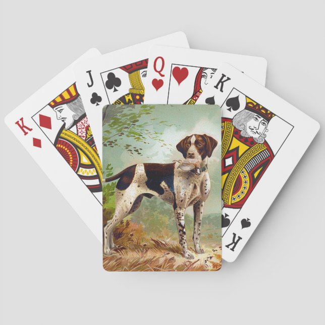 Hunter dog with bird in mouth poker cards (Back)