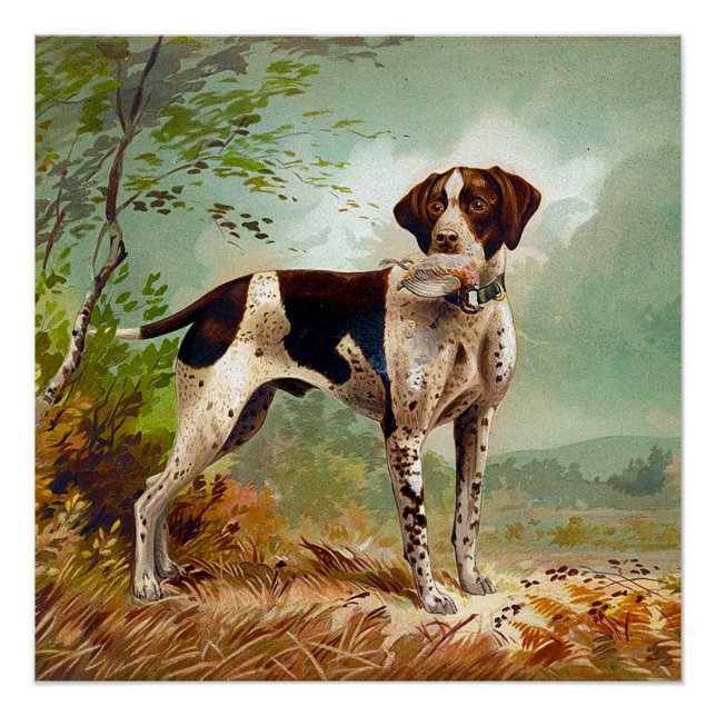 Hunter dog with bird in mouth poster (Front)