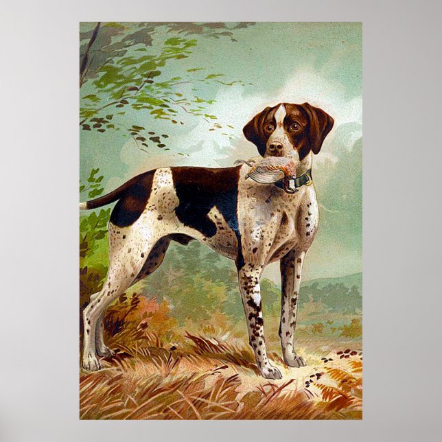 Hunter dog with bird in mouth poster (Front)