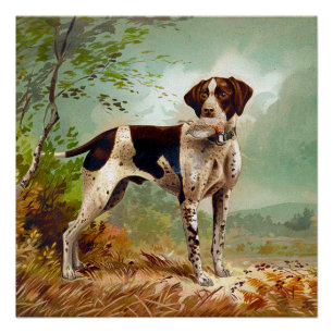 Hunter dog with bird in mouth poster