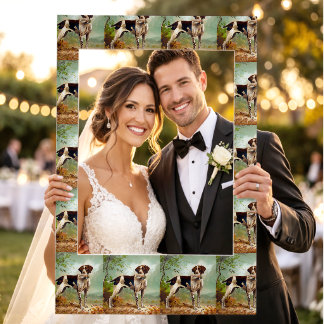 Hunter dog with bird in mouth selfie frame