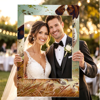 Hunter dog with bird in mouth selfie frame