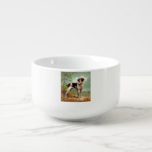 Hunter dog with bird in mouth soup mug