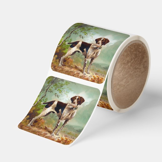 Hunter dog with bird in mouth square sticker (Roll)