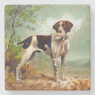 Hunter dog with bird in mouth stone coaster