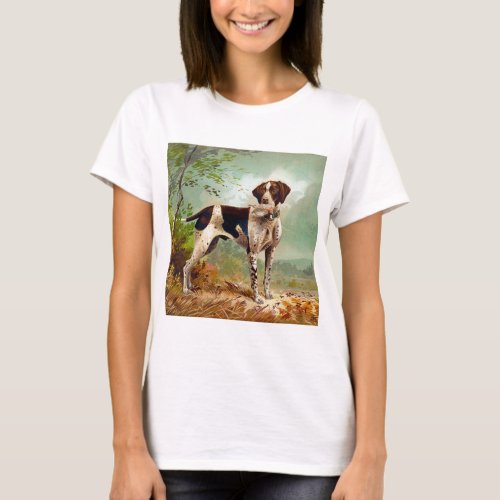 Hunter dog with bird in mouth T_Shirt