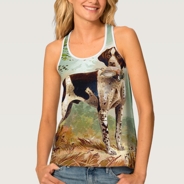 Hunter dog with bird in mouth tank top (Front)