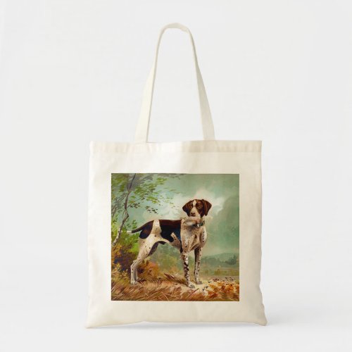 Hunter dog with bird in mouth tote bag