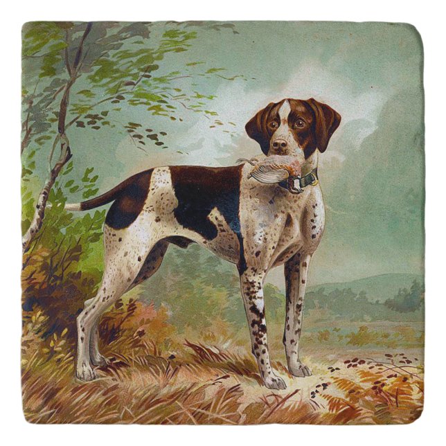 Hunter dog with bird in mouth trivet (Front)