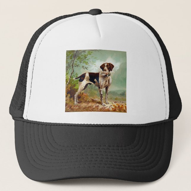 Hunter dog with bird in mouth trucker hat (Front)