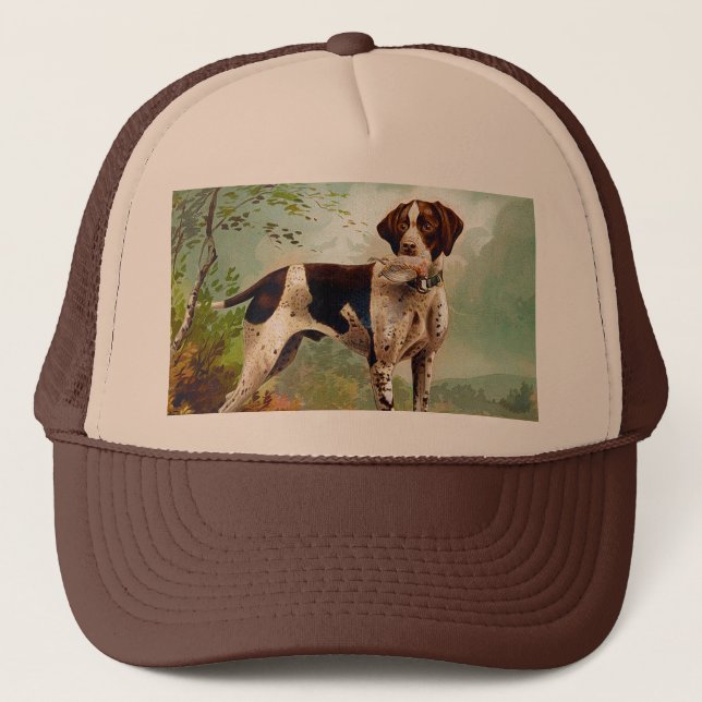 Hunter dog with bird in mouth trucker hat (Front)