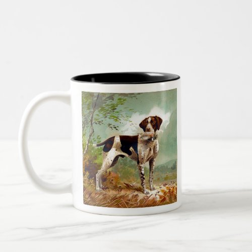 Hunter dog with bird in mouth Two_Tone coffee mug