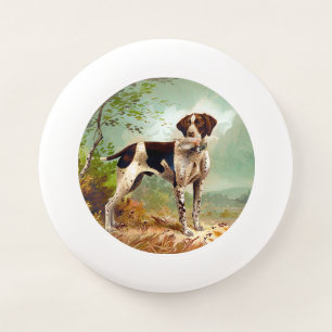 Hunter dog with bird in mouth Wham-O frisbee