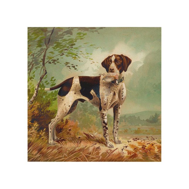 Hunter dog with bird in mouth wood wall art (Front)