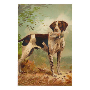 Hunter dog with bird in mouth wood wall art