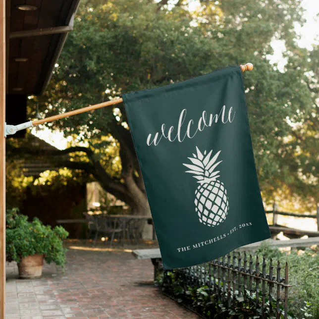 Hunter Elegant Pineapple Personalized House Flag Zazzle