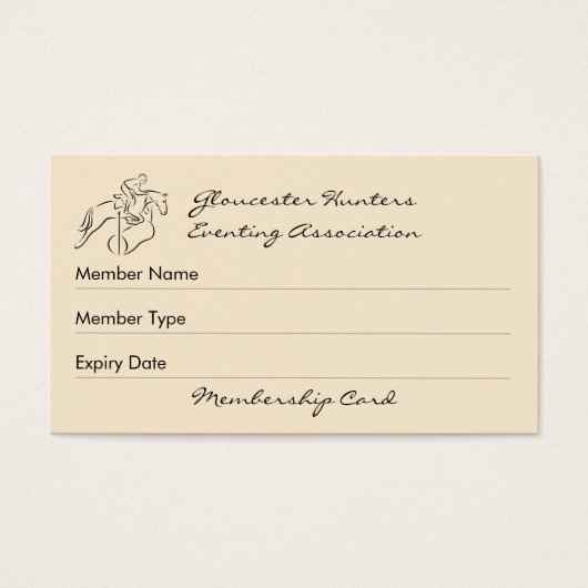 Hunter eventer club membership (Front)