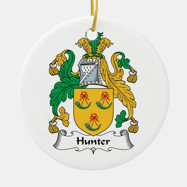 Hunter Family Crest Ceramic Ornament (Front)