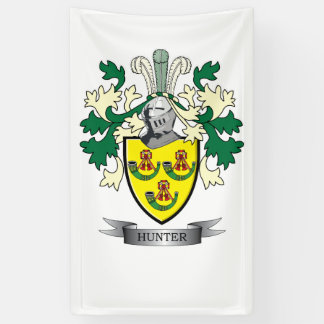 Hunter Family Crest Coat of Arms Banner