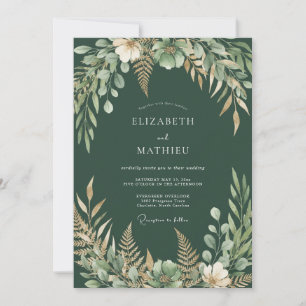 Hunter Fern Foliage Wedding Invitation