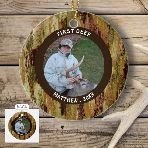 Hunter FIRST DEER Photo Camouflage Commemorative Ceramic Ornament
