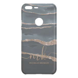 Hunter Granite Marble Gold Texture Custom Initials Uncommon Google Pixel XL Case