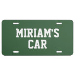 Hunter Green Add Name License Plate