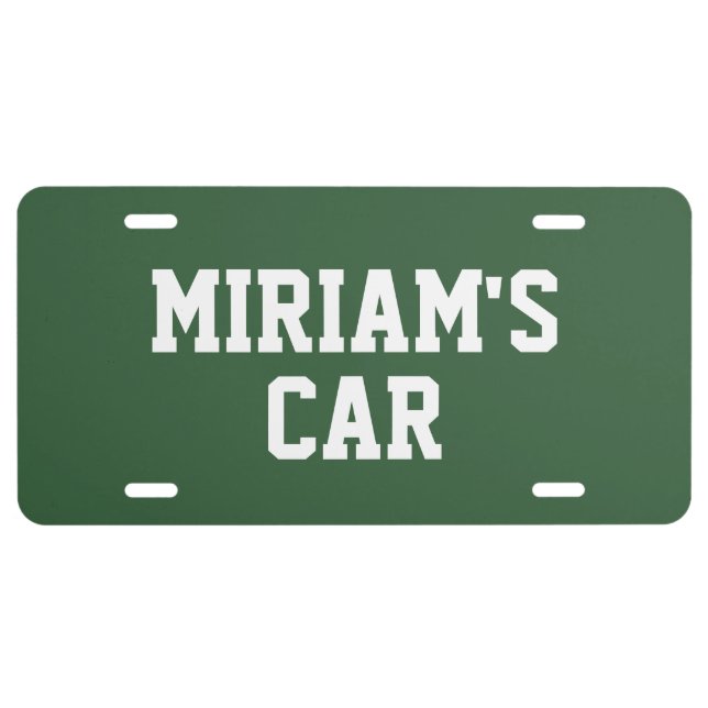 Hunter Green Add Name License Plate (Front)