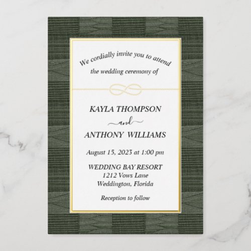 Hunter Green African Kente Cloth All In One Foil Invitation