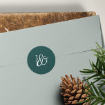 Hunter Green Ampersand Monogram Wedding Classic Round Sticker<br><div class="desc">Seal your invitation envelopes or favors with these elegant solid color wedding stickers featuring your initials worked into a monogram joined by a decorative script ampersand,  on a rich hunter green background. Designed to match our Timber Grove wedding invitation collection.</div>